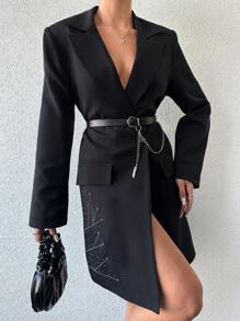 RueChic Women's Long Beaded Suit Jacket