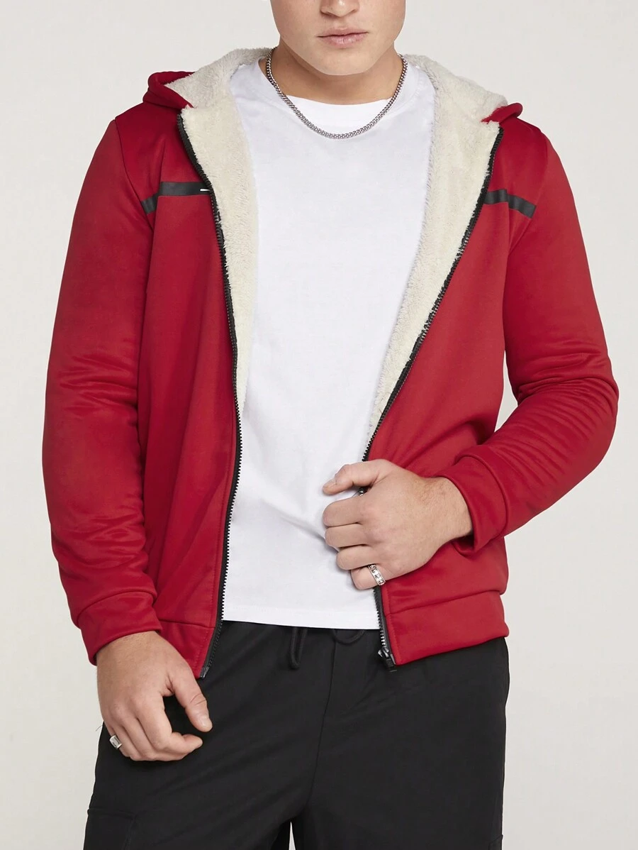 Manfinity VCAY 宽松版型男士拉链保暖连帽衫，适合秋冬穿着