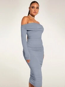 SHEIN BAE 女士連身裙 - 霧霾藍 - 查看 5