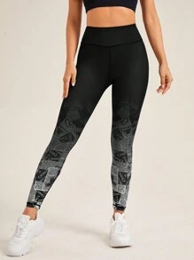 SHEIN Yoga High Street 女款字母印花運動打底褲 - 彩色 - 查看 5