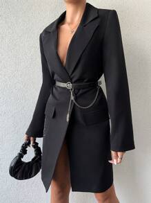 RueChic Women's Long Beaded Suit Jacket