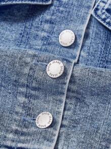 SHEIN MOD Women'S Denim Button-Up Cami Top With Double Pockets - Light Wash - View 4