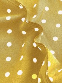 SHEIN Unity Women's Polka Dot Print Shirred Pants - Yellow - View 4