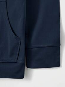 SHEIN Cottnline Men's Color Block Striped Hooded Sweatshirt With Drawstring And Zipper - Navy Blue - View 3