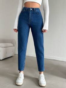 EURMUSE Women'S Tapered Cropped Jeans - Dark Wash - View 4