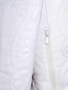 SHUZIA Embroidery Detail Point Toe Chunky Heeled Western Boots - White - View 3