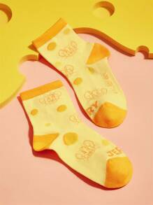 TOM & JERRY X SHEIN Thick Soft Absorbent Cute Mid-calf Socks Suitable For School, 2pairs/set - Multicolor - View 5