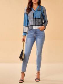 SHEIN Tall Camisa De Color En Contraste Para Mujer - Negro - Ver 6