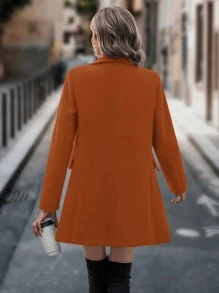 SHEIN Privé Cổ áo Đôi ngực áo - màu nâu - Xem 2