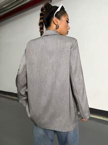 SHEIN Unity 女性套裝夾克帶字母圖案 - 灰色 - 查看 2