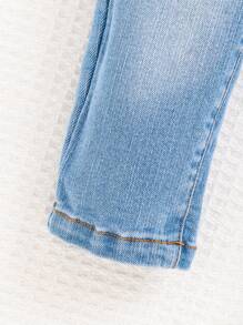 SHEIN Jean À Taille Élastique Pour Bébé Garçon, Convient Aux Tenues Simples Et Décontractées D'automne/hiver