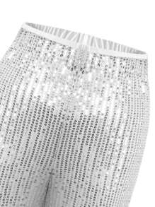 SHEIN Pantalones Acampanados Con Lentejuelas Para Niña Tween - Plateado - Ver 5