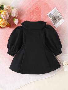 SHEIN 寶寶女孩優雅泡泡袖長外套,適用於秋冬季節 - 彩色 - 查看 2