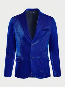 Manfinity VCAY Áo khoác nam cổ ve đơn cài khuy, cho mùa thu đông - Xanh đậm - Xem 4