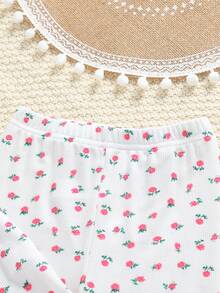 SHEIN Nhỏ bé Cô gái In hoa Bộ đồ trên và quần - Nhiều màu - Xem 3