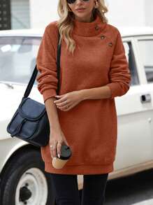 SHEIN LUNE Women's Raglan Sleeve Sweatshirt - Redwood - View 3