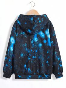 SHEIN Tween Boy Galaxy & Letter Graphic Sweatshirt - Black - View 2