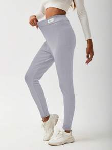 SHEIN LUNE Leggings térmicos con parche de letra