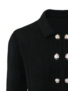 SHEIN Clasi 大尺碼外套 - 黑色 - 查看 3