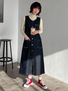 FRIFUL 1 Miếng Của phụ nữ Vá lại Túi Đầm Denim - Màu xanh lam - Xem 6