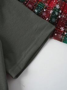 SHEIN LUNE Của phụ nữ Mũ Giáng sinh Và In thư Áo thun - Màu xám đen - Xem 3