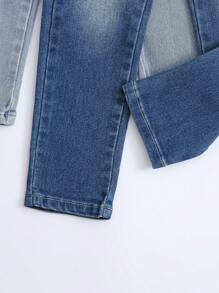 SHEIN Vintaside Kids Ensemble de 3 jeans confortables et extensibles de base pour filles jeunes pour un usage décontracté quotidien