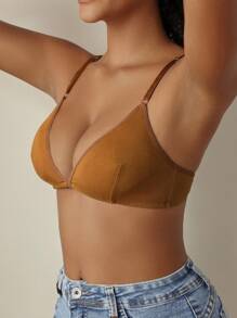 SHEIN Sujetador inalámbrico liso para mujer