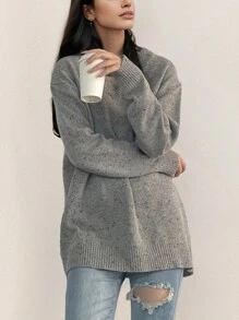 Loose-fit Slimming Women's Sweater - Grey - View 1