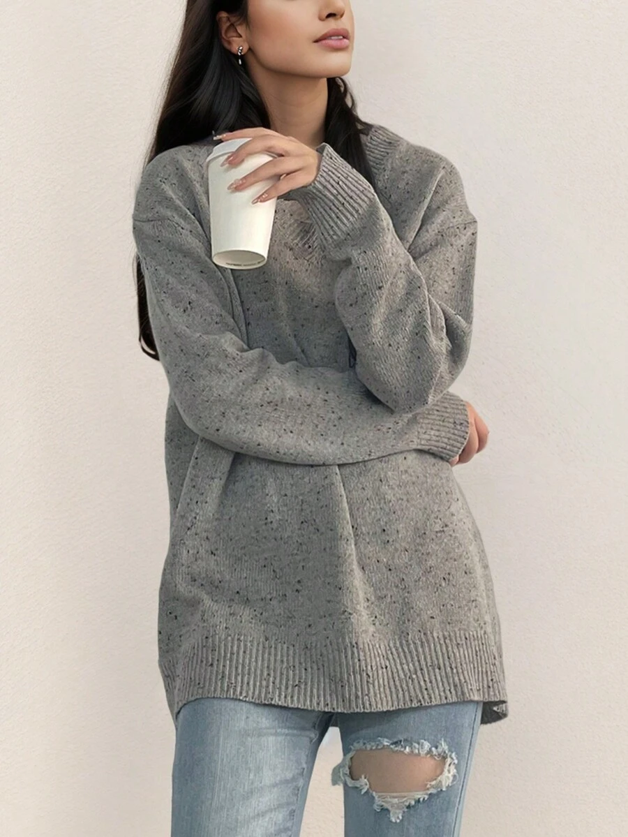 Loose-fit Slimming Women's Sweater - Grey - View 1