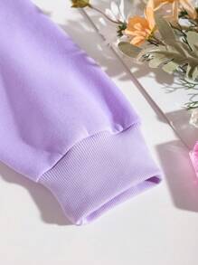 SHEIN Essnce Của phụ nữ mặt trời Thương hiệu In Lông cừu Áo nỉ - Màu tím - Xem 6