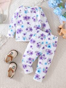 Atuendo Casual De Manga Larga Con Estampado De Elefante Para Bebé Niña Primavera/otoño
