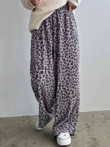 FRIFUL Ladies Leopard Print Long Pants - Grey - View 4
