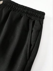 Pantalones Cortos De Color Liso Con Cintura Con Cordón Para Hombre - Multicolor - Ver 8