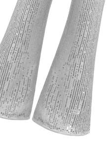 SHEIN Pantalones Acampanados Con Lentejuelas Para Niña Tween - Plateado - Ver 4