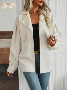 SHEIN LUNE Của phụ nữ màu trơn Áo khoác - Màu be - Xem 5