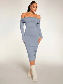 SHEIN BAE 女士連身裙 - 霧霾藍 - 查看 1