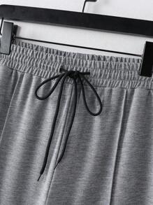 Manfinity Homme 男士大尺碼長袖長褲兩件套 - 深灰色 - 查看 5