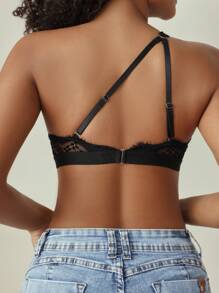 SHEIN Floral Lace Cut Out Sexy Lingerie Bralette - Black - View 2