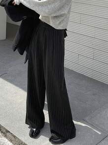 FRIFUL Women's Striped Trousers - Black - View 4