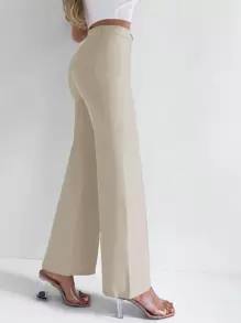 EURMUSE High Waist Wide Leg Suit Pants - Apricot - View 5