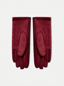 BizChic Găng tay ấm chống gió Giáng sinh màu đỏ đậm, thích hợp cho mùa thu/đông - Màu Đỏ Sâu - Xem 3