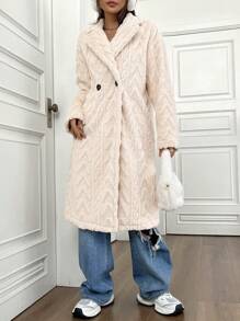 Flirla Women's Long Plush Lapel Coat