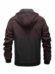 Manfinity Homme Nam Đồ họa Chữ cái Khối màu Dây kéo áo có mũ Lỏng lẻo Áo khoác - Nhiều màu - Xem 2