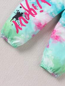 SHEIN 女童新款時尚卡通字母印花休閒運動輕盈縮口褲 - 彩色 - 查看 3