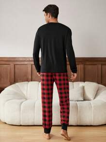 2pcs/Set Men's Homewear Loungewear Set, Fall Clothes, Christmas - Multicolor - View 3