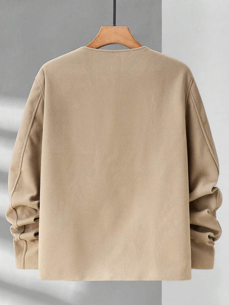 1pc Loose Fit Overcoat With Flap Detail And Button Front, For Fall Winter