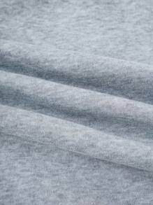 SHEIN Essnce 女款字母印花落肩套頭衫 - 深灰色 - 查看 10