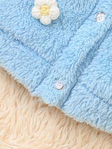 女嬰花毛衣+裙子+帽子 3 件套 - 藍色 - 查看 7