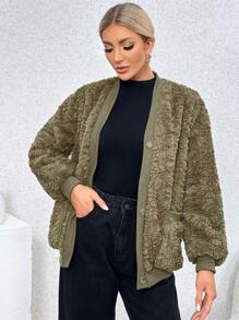 SHEIN Essnce Oversized Plush Coat