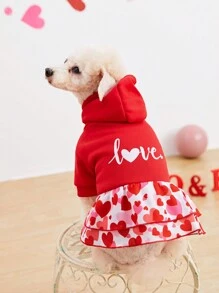 PETSIN 1pc Valentine's Day Heart Printed Red Pet Dress - Multicolor - View 7